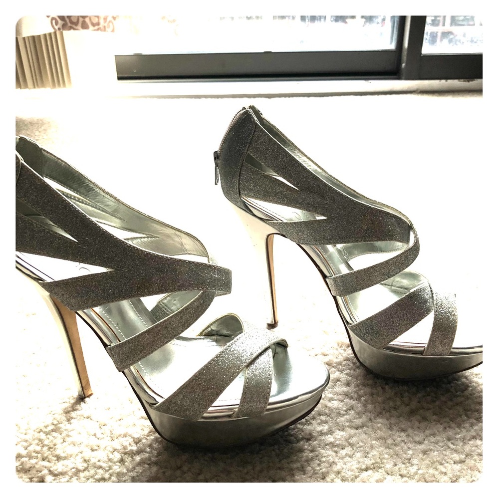 Silver sparkly heels